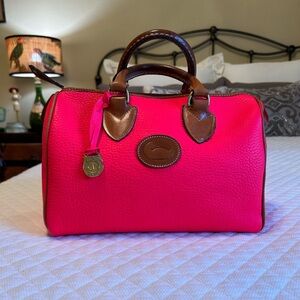 Vintage Dooney & Bourke 1980s Speedy Satchel Custom Hand Painted in Neon Pink